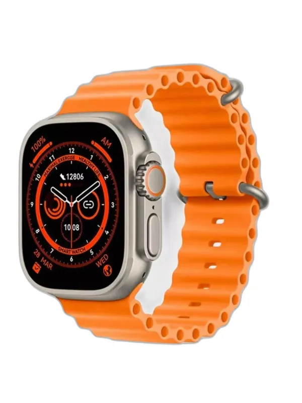 Смарт часы REMAX WATCH8 ULTRA Gold With Orange Strap